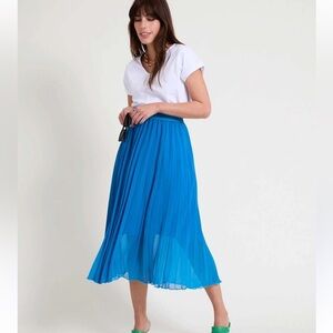 Naf Naf Pleated Midi Skirt Blue